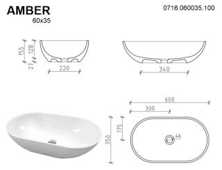 Раковина Whitecross Amber 0716.060035.100 60см белый глянец